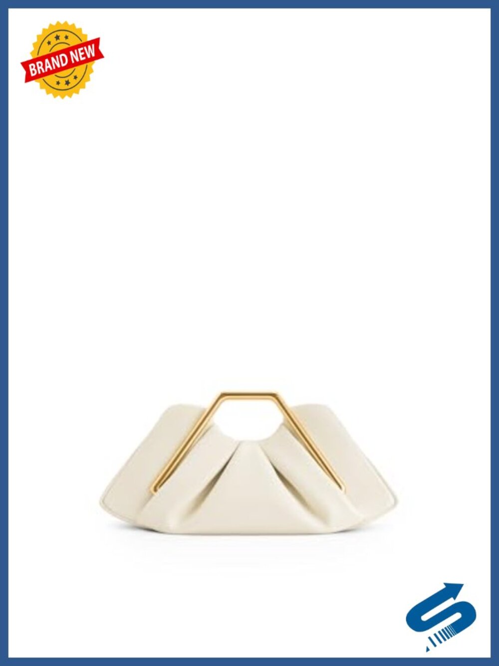 Vegan Leather Metal Frame Clutch with Gold Hardware & Wristlet Strap